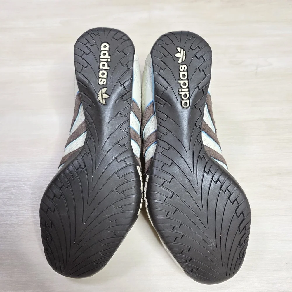 Adidas Tuscany Goodyear Racing Driving‎ Shoes White Blue Brown Stripe Size 6
